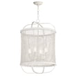 Maxim Lighting Cestino Tall Pendant in Weathered White finish, featuring steel and rattan materials for a stylish look.