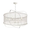 Maxim Lighting Cestino Drum Pendant in Weathered White, featuring a stylish blend of steel and rattan materials.