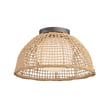 Maxim Lighting Cestino Flush Mount in Antique Bronze, featuring steel, rattan, and glass for a stylish ceiling fixture.