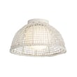Maxim Lighting Cestino Flush Mount in Weathered White, featuring steel, rattan, and glass for a stylish ceiling design.