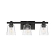 Maxim Lighting Cubos Vanity Light in Black, featuring durable steel and glass materials for a modern bathroom aesthetic.