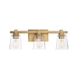 Maxim Lighting Cubos Vanity Light in Natural Aged Brass, featuring durable steel and glass materials for a stylish bathroom.