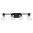 Maxim Lighting Cubos Vanity Light in Black, featuring sleek steel and glass design for modern bathroom elegance.