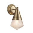Maxim Lighting Hargreaves Wall Sconce in Natural Aged Brass finish, featuring a sleek design with steel and glass elements.