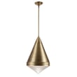 Maxim Lighting Hargreaves Pendant in Natural Aged Brass finish, featuring a Steel frame with Glass accents, elegantly hanging from the ceiling.