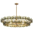 Maxim Lighting Loren Chandelier in Weathered Brass finish, featuring elegant recycled glass and steel elements, creating a sophisticated ambiance.