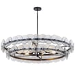 Maxim Lighting Loren Chandelier with Gunmetal finish, featuring elegant curves and recycled glass accents, suspended from a steel frame.