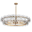 Maxim Lighting Loren Chandelier with a weathered brass finish, featuring recycled glass and steel elements, elegantly suspended in a modern setting.