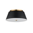 Maxim Lighting Miles Flush Mount in Black with Natural Aged Brass finish, featuring a sleek steel frame and acrylic diffuser, mounted on a ceiling.
