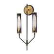 Maxim Lighting Regent Wall Sconce in Black with Antique Brass finish, featuring a sleek steel frame and glass shade, mounted on a wall.