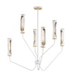 Maxim Lighting Regent Chandelier with Light French Gray and Natural Aged Brass finish, featuring a steel and glass design.