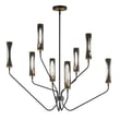 Maxim Lighting Regent Chandelier in Black with Antique Brass finish, featuring a steel frame and glass accents, elegantly hanging from the ceiling.