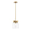 Maxim Lighting Scoop Pendant/Flush Mount in Natural Aged Brass finish, featuring a sleek Steel frame and Glass shade, elegantly illuminates the space.