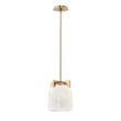 Scoop Pendant/Flush Mount by Maxim Lighting in Natural Aged Brass finish, featuring a sleek steel and glass design, elegantly suspended from the ceiling.