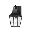 Maxim Lighting Storybook Outdoor Wall Sconce in Black finish, featuring an Aluminum frame with Glass panels, mounted on a wall.