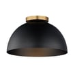 Maxim Lighting Thelonious Flush Mount in Black with Natural Aged Brass finish, crafted from Steel, featuring a modern, sleek design.