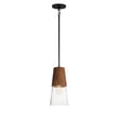 Maxim Lighting Carpenter Pendant in Walnut with Black finish, featuring steel, glass, and wood materials for a stylish look.