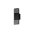 Maxim Lighting Lightray Outdoor Wall Sconce in Black Aluminum finish, features a sleek, cylindrical design, mounted on a modern exterior wall.