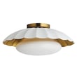 Maxim Lighting Primrose Flush Mount in Matte White with Gold Leaf finish, featuring a steel and glass design, elegantly illuminates the room.