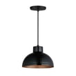 Maxim Lighting Rockport Pendant in Black with Antique Copper finish, featuring a steel frame and elegant design, hanging from a ceiling.