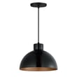 Maxim Lighting Rockport Pendant in Black with Antique Copper finish, made of Steel, hanging from the ceiling, illuminating a modern interior space.