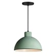 Maxim Lighting Rockport Pendant in Sage Green finish, made of Steel, hanging from a ceiling, illuminating a modern interior space.