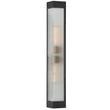 Maxim Lighting Triform Outdoor Wall Sconce in Black with Antique Brass finish, featuring an Aluminum and Glass design, mounted on a wall.