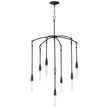 Maxim Lighting Pioneer Chandelier in Anthracite finish, featuring a sleek steel frame with multiple arms and exposed bulbs, casting a warm, modern glow.