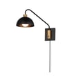 Maxim Lighting Thelonious Wall Sconce in Black with Natural Aged Brass finish, featuring a sleek steel design with a modern, minimalist aesthetic.