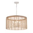 Maxim Lighting Vannerie Chandelier featuring a woven rattan design with ecru finish, suspended from a steel frame, creating a modern, natural look.