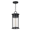 Maxim Lighting Windsor Outdoor Pendant in Black Patina finish, featuring a classic design with steel and glass elements, hanging elegantly.
