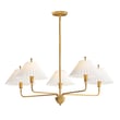 Maxim Lighting Kismet Chandelier with a Gold Leaf finish, featuring a modern design with steel and glass elements, elegantly hanging in a room.