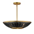 Maxim Lighting Rattan Bowl Pendant with a Natural Aged Brass finish, featuring a Steel frame, Glass diffuser, and Synthetic Rattan weave.
