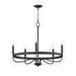 Frankie Chandelier by Maxim Lighting, featuring a sleek Black finish and a modern Steel frame with multiple arms holding elegant light fixtures.