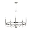 Frankie Chandelier by Maxim Lighting, featuring a modern design with a Satin Nickel finish and sleek steel construction, hanging elegantly from the ceiling.