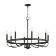 Maxim Lighting Frankie Chandelier in Black finish, featuring a sleek steel frame with multiple arms and exposed bulbs for a modern, elegant look.