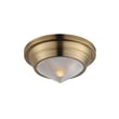 Maxim Lighting Hargreaves Flush Mount in Natural Aged Brass finish, featuring a Steel frame and Glass shade, elegantly illuminates the space.