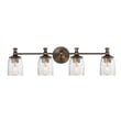 Maxim Lighting Swirl Bath Vanity in Antique Bronze finish featuring steel construction with elegant glass shades.