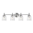 Maxim Lighting Swirl Bath Vanity with Satin Nickel finish features a sleek steel frame and elegant glass shades, perfect for modern bathroom decor.