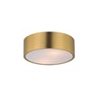 Maxim Lighting Tommy Surface Mount in Satin Brass finish, featuring a sleek, modern design with a steel frame and a round, frosted glass shade.