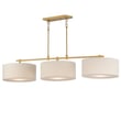 Maxim Lighting Bongo Linear Suspension in Natural Aged Brass, featuring steel, linen, and acrylic materials.