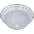 Maxim Lighting Essentials 584x Flush Mount with a sleek white finish, featuring a round glass shade and steel base, perfect for modern interiors.