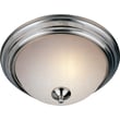 Maxim Lighting Essentials 584x Flush Mount in Satin Nickel finish with a sleek, round design featuring a frosted glass shade and steel construction.