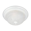 Maxim Lighting Essentials 584x Flush Mount with white steel finish and glass shade, providing a sleek and modern ceiling light fixture.