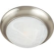 Maxim Lighting Essentials 585x Flush Mount in Satin Nickel finish with a sleek, round design featuring a glass shade and steel frame.