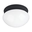 Maxim Lighting Essentials 588x Flush Mount with a sleek black finish, featuring a round glass shade and steel base, perfect for modern interiors.