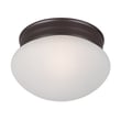 Maxim Lighting Essentials 588x Flush Mount in Oil Rubbed Bronze finish, featuring a sleek steel frame and a frosted glass shade.