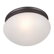 Maxim Lighting Essentials 588x Flush Mount with Oil Rubbed Bronze finish, featuring a sleek design with a steel frame and glass diffuser.