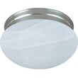 Maxim Lighting Essentials 588x Flush Mount in Satin Nickel finish, featuring a sleek design with a frosted glass shade and durable steel construction.