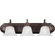 Maxim Lighting Essentials Bell Bathroom Vanity Light with Oil Rubbed Bronze finish, featuring steel construction and glass bell-shaped shades.